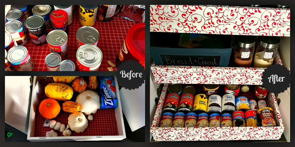 The drawers before and after.
