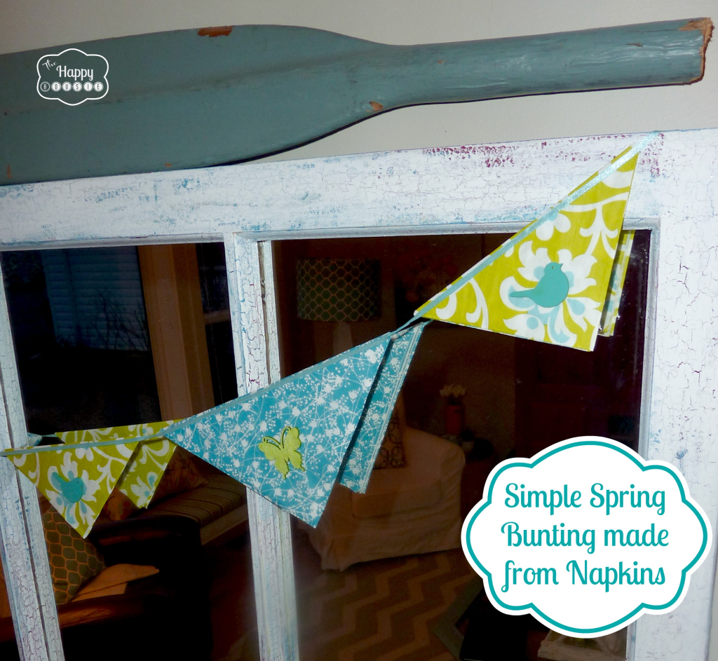 The napkin bunting hanging up by the window.
