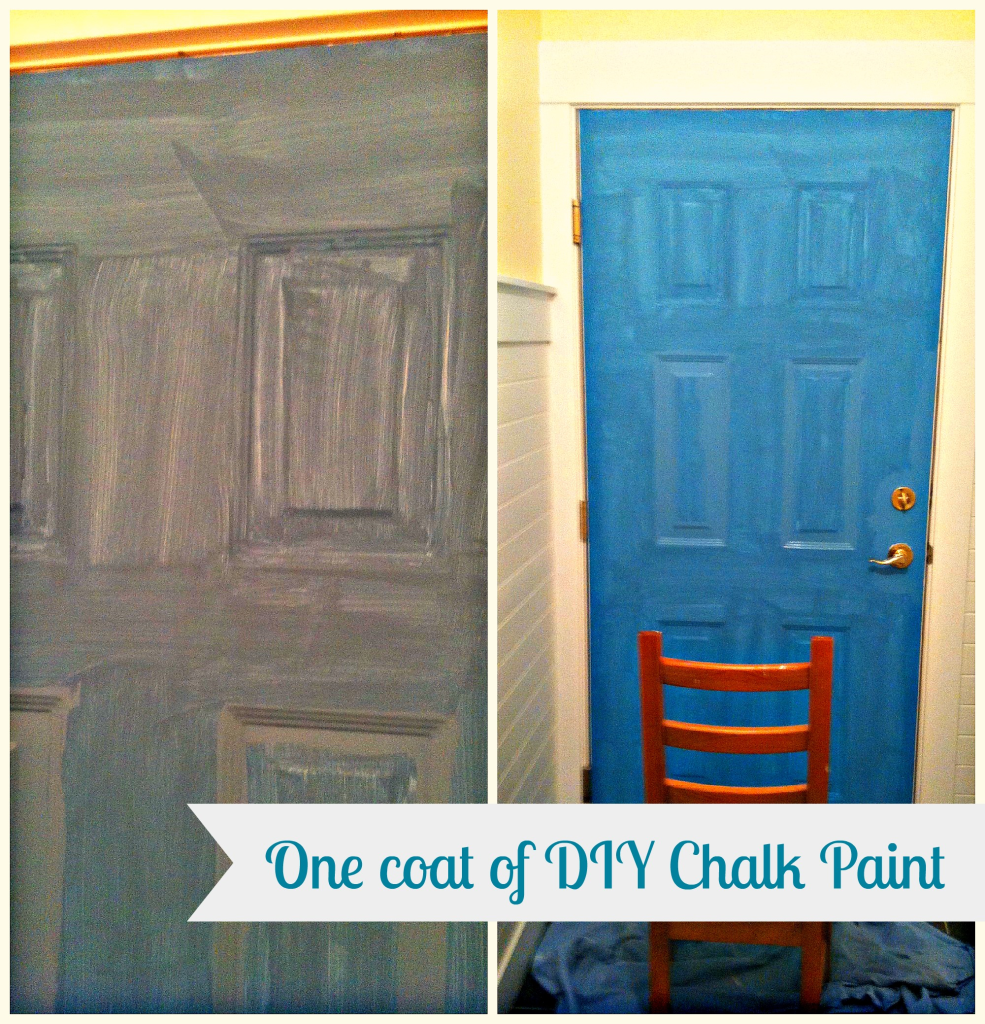 One coat chalk paint on metal door.