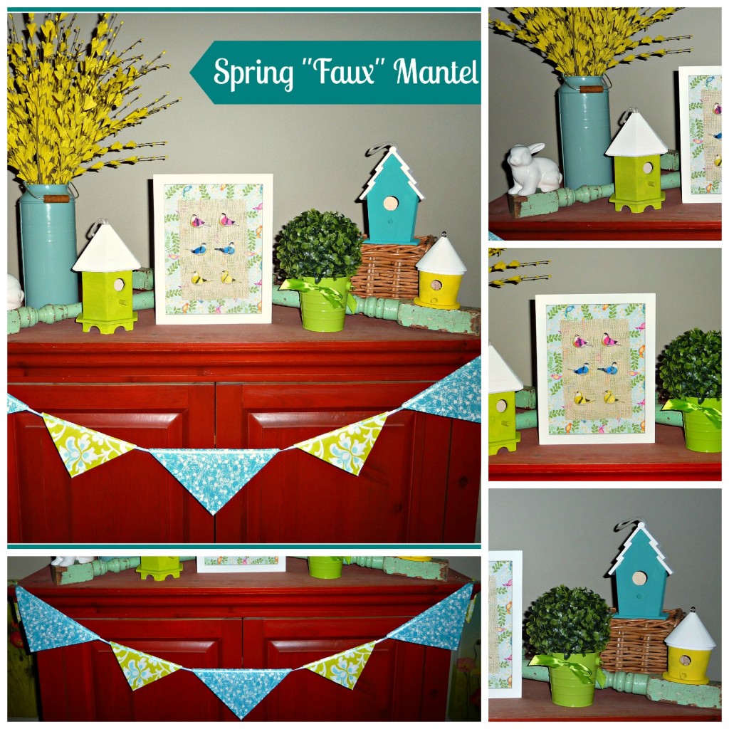 Spring faux mantel collage.