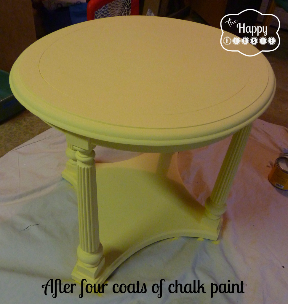 After four coats of chalk paint DIY Chalk paint side table.