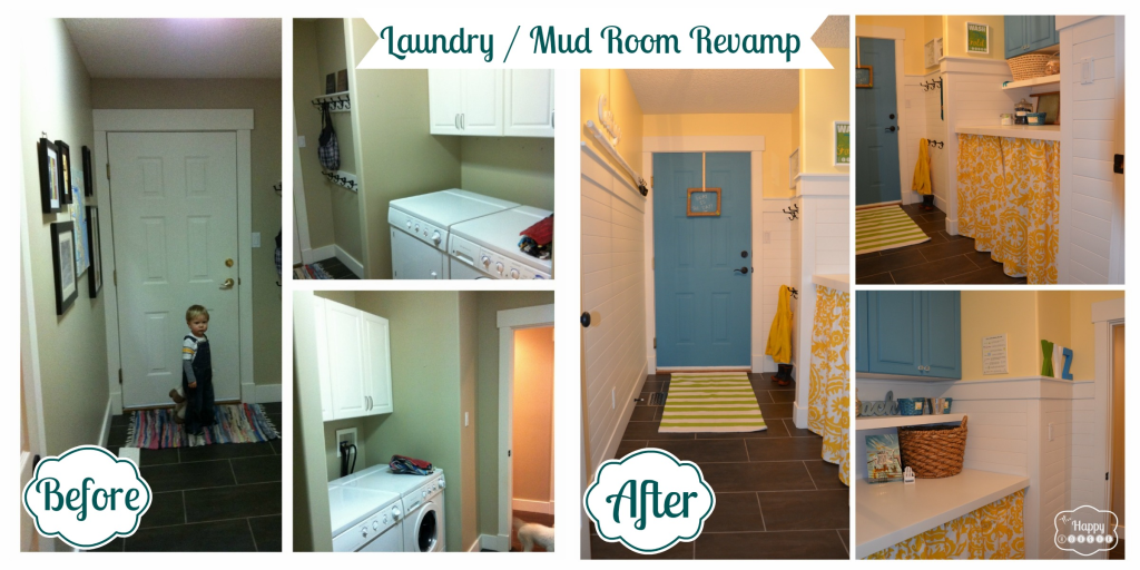 Laundry Mud Room Revamp before and after reveal at thehappyhousie
