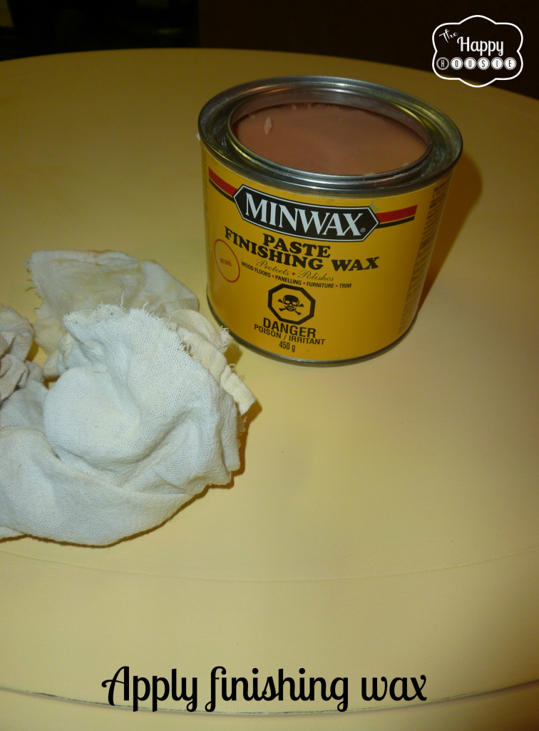 Apply finishing wax for diy chalk paint side table.