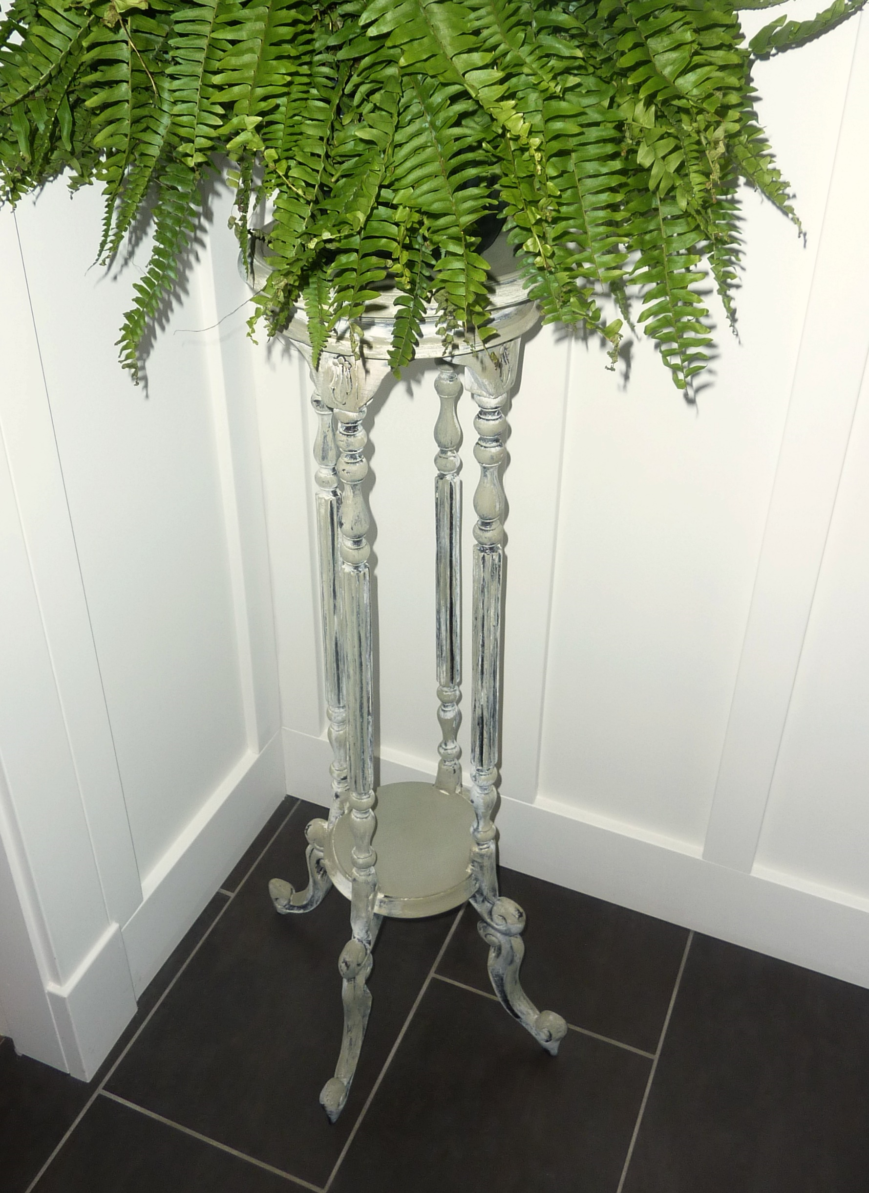 Plant stand with boston fern.