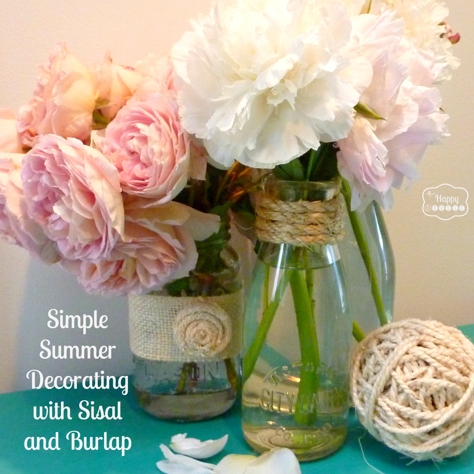Simple Summer Decorating with Sisal, Burlap, and Blooms