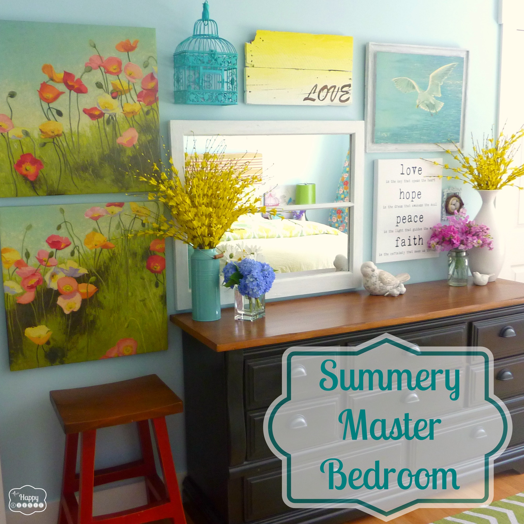 Summer Master Bedroom: A New Gallery Wall and Mixing Pattern on the Bed