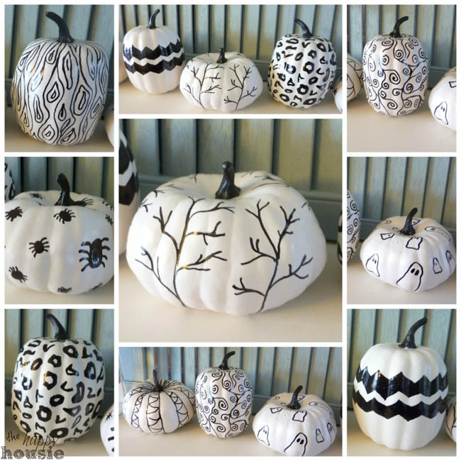 Showing the patterns on the pumpkins, like spiders, branches.