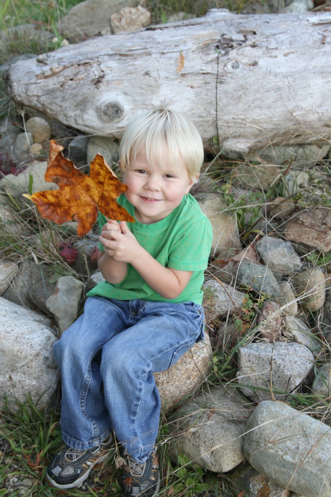 Finn with leaf Thanksgiving photos