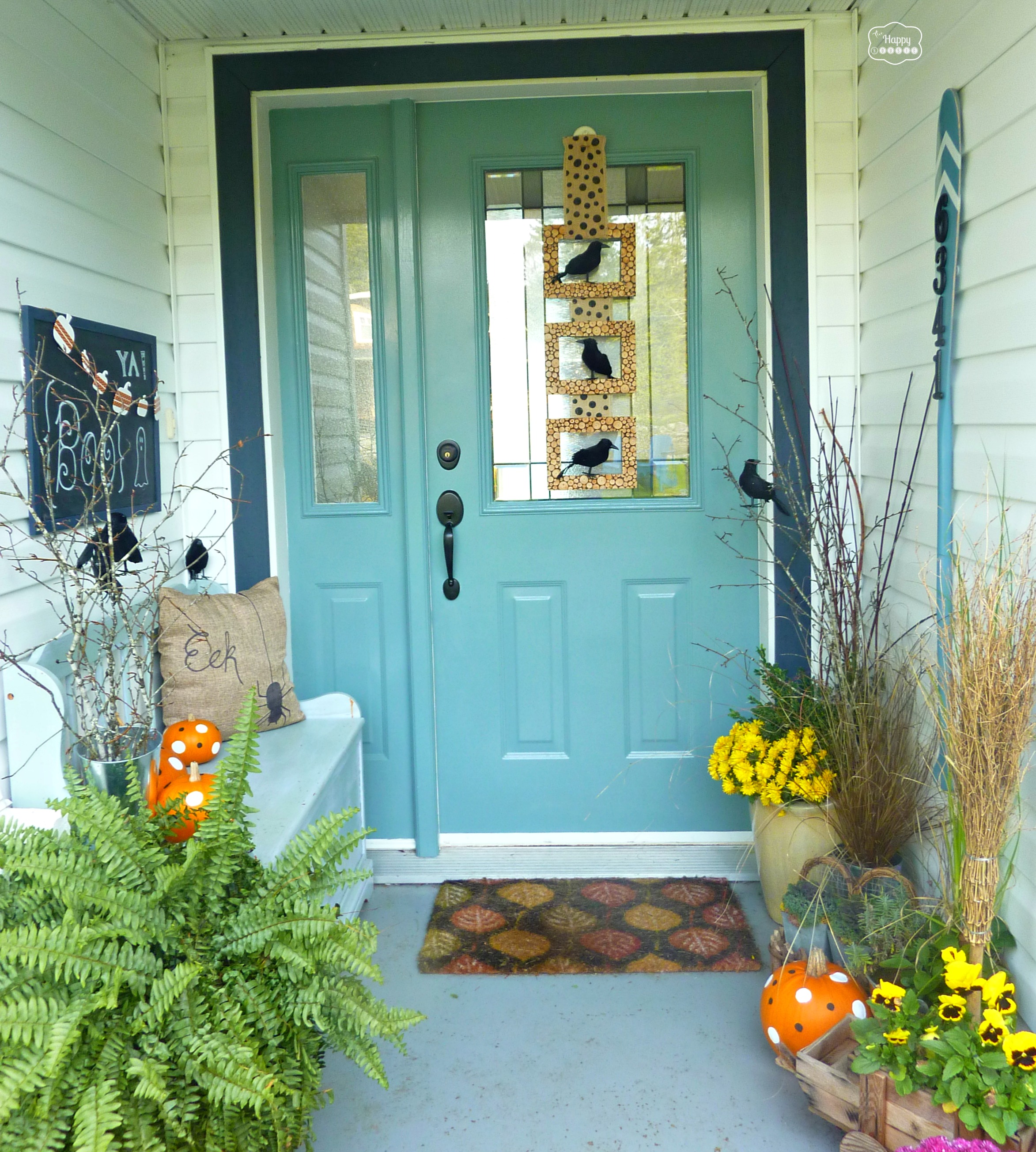 DIY Halloween Door Hanging and Our Crow-tastically Spooky Front Porch