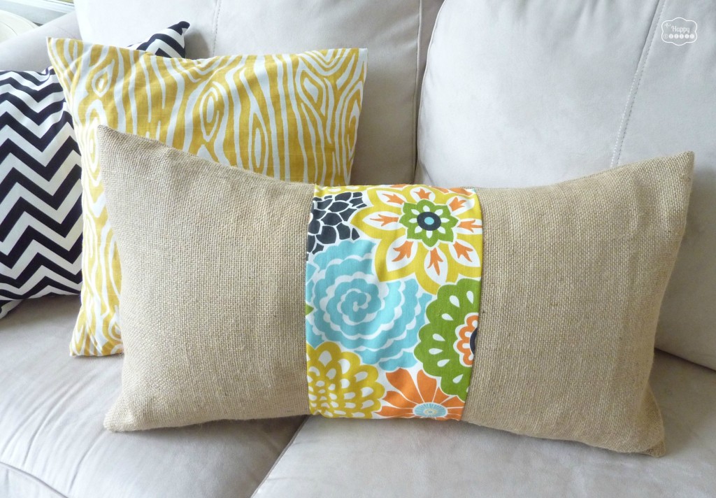 Easy DIY Burlap and Floral Strip Pillow The Happy Housie