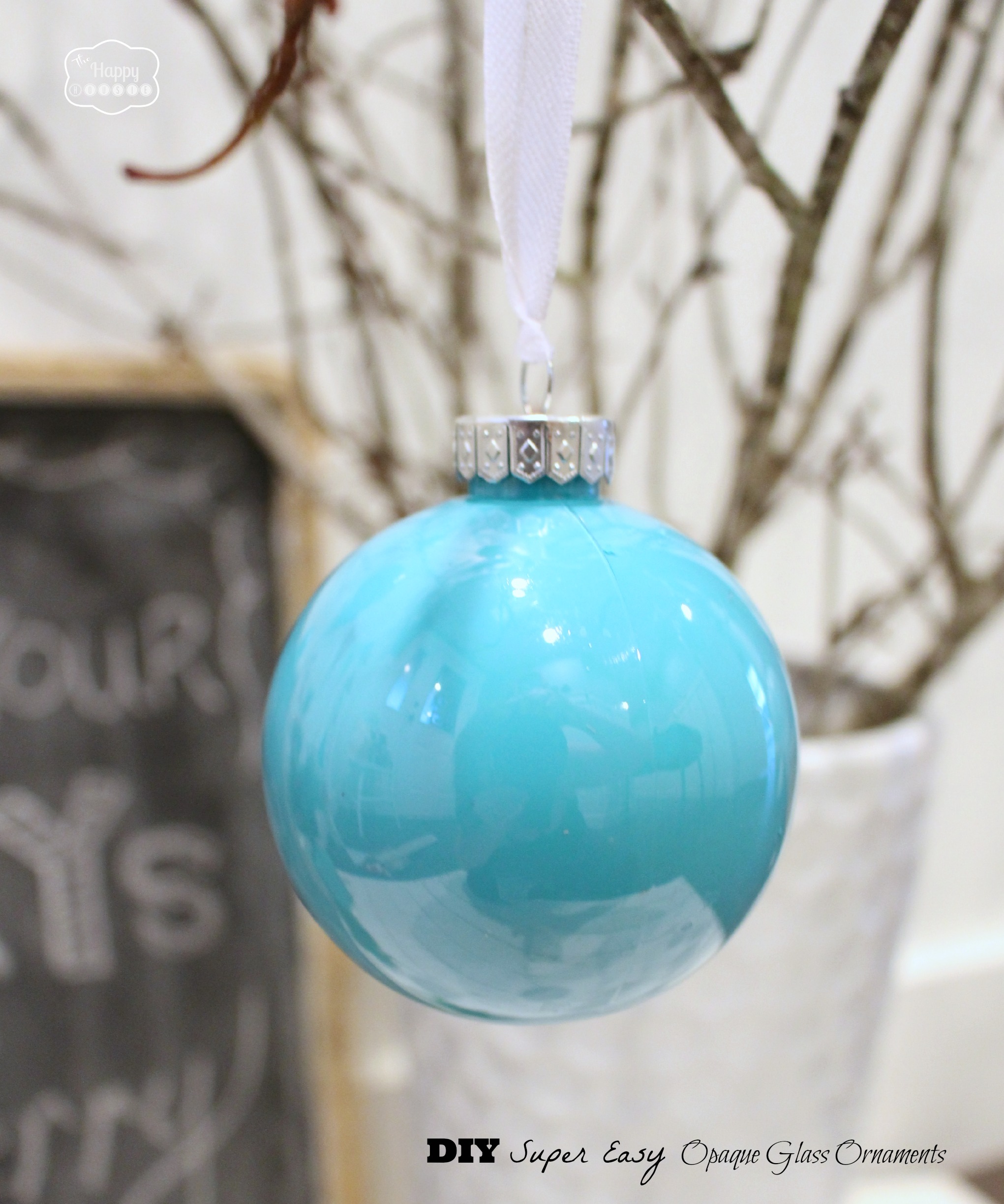 DIY Super Easy Opaque Glass Painted Ornaments {Blue Christmas}