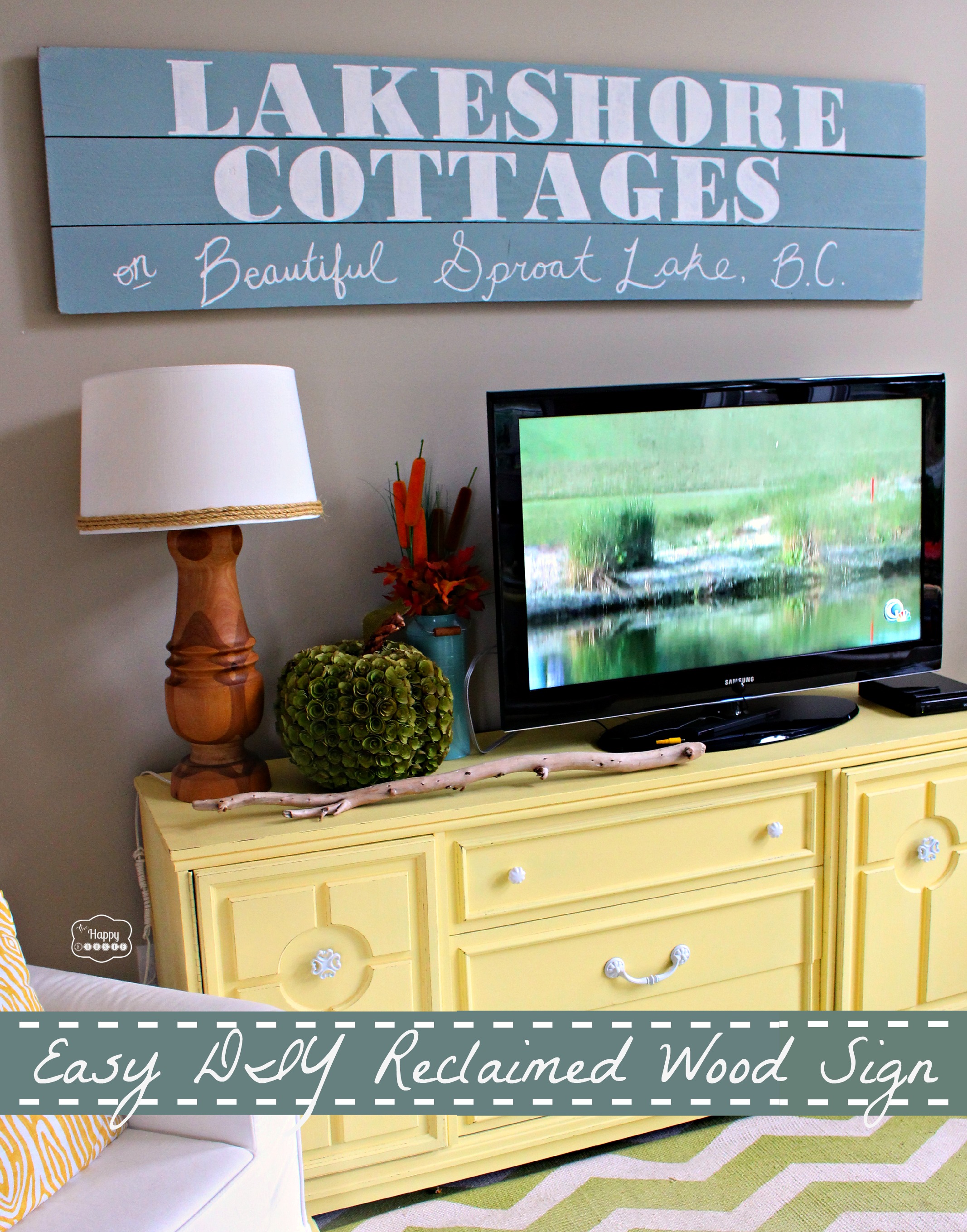 Easy DIY Large Wood Sign for the TV Wall