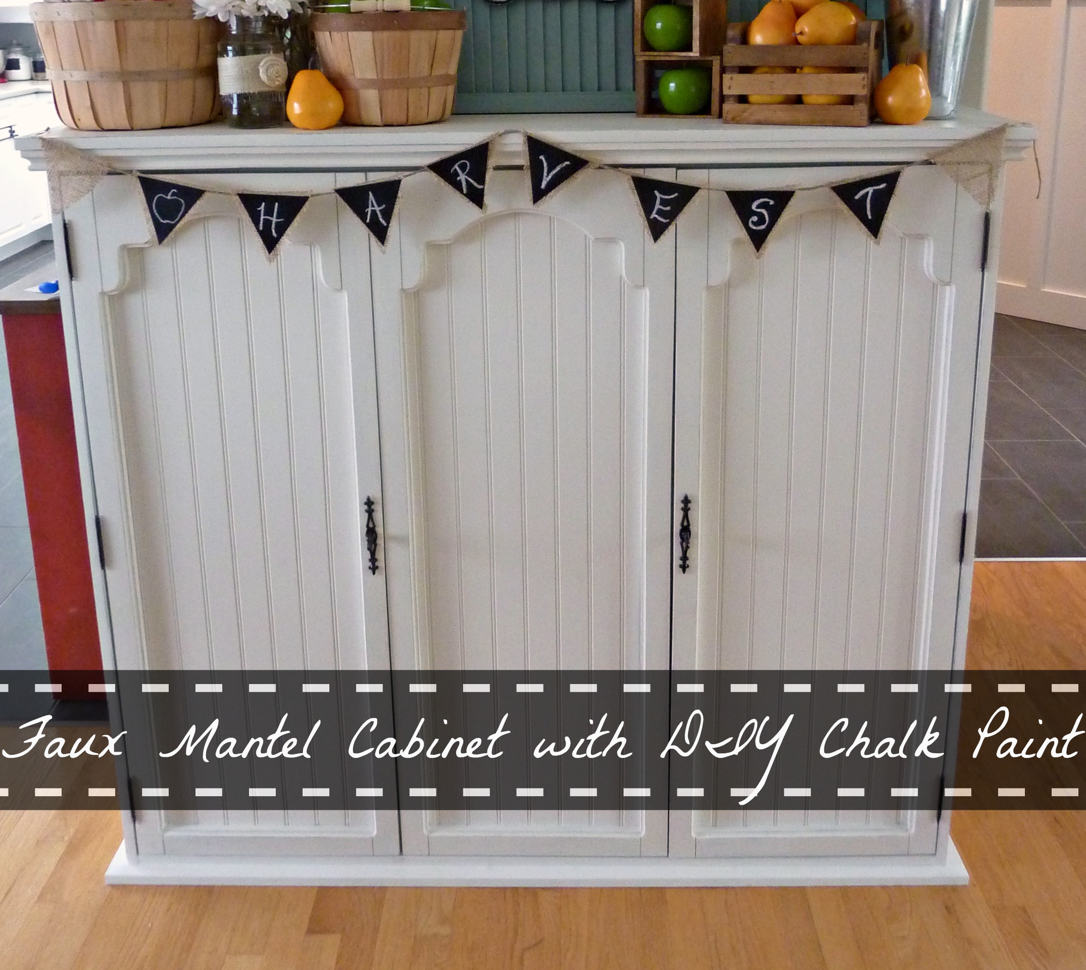 Faux Mantel Cabinet from an Old China Hutch using DIY Chalk Paint