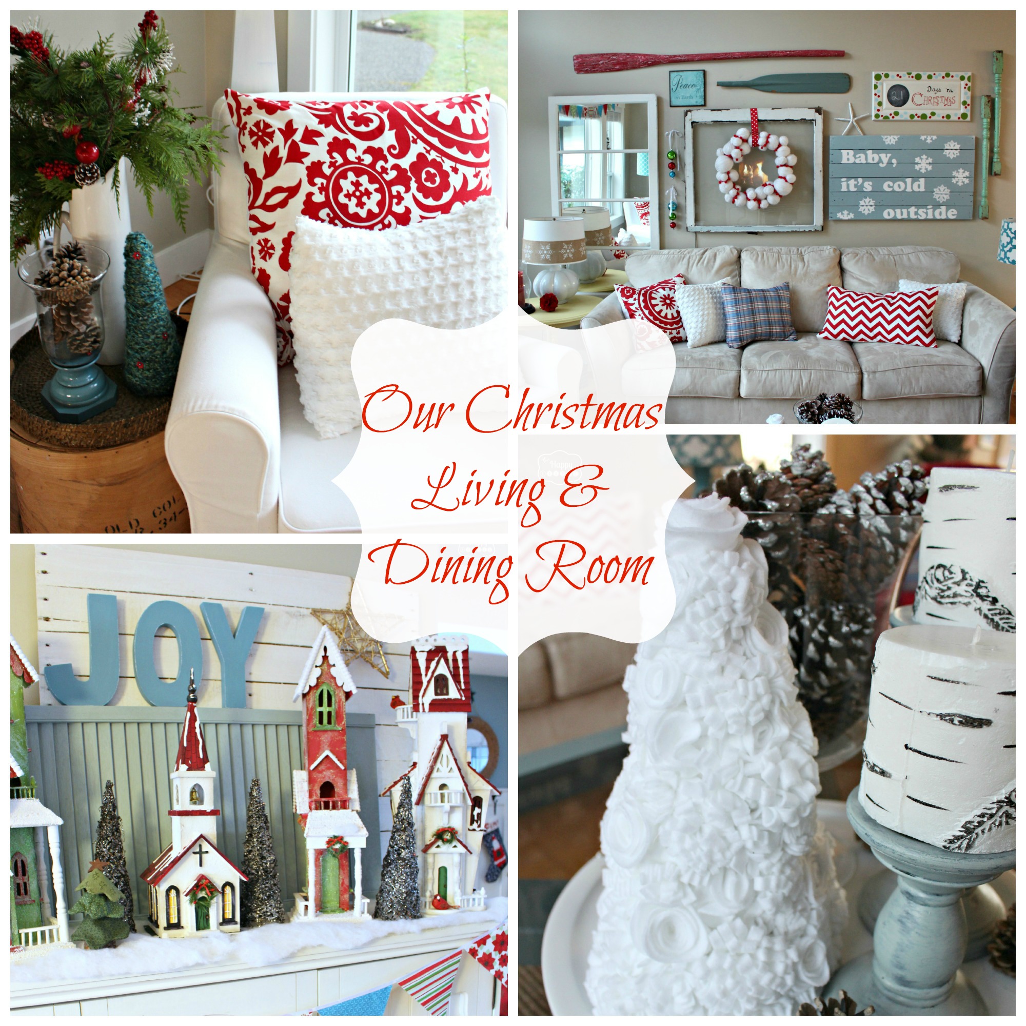 Our Christmas-ified Living and Dining Room {Christmas Party Tour of Homes!!}