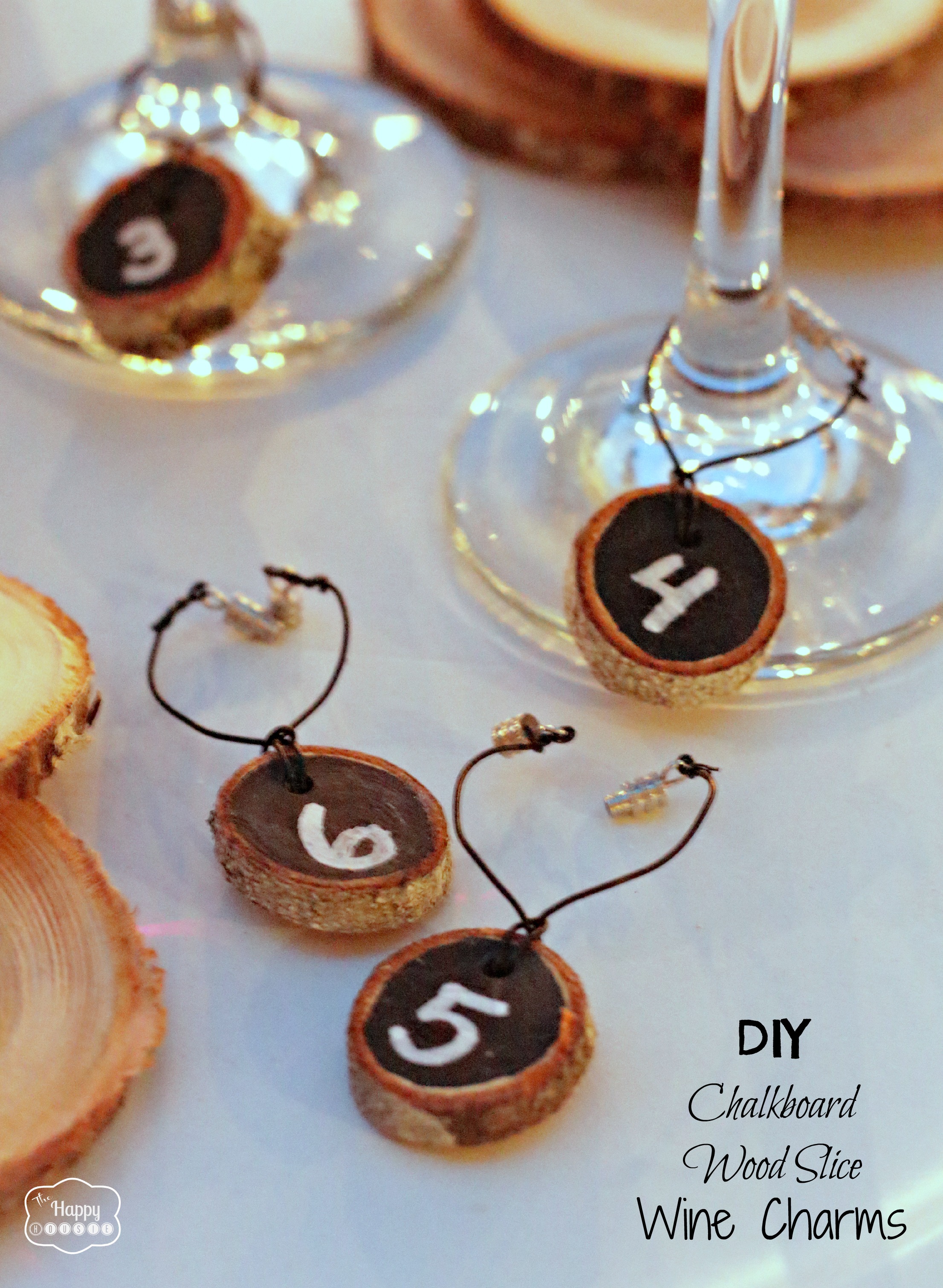 DIY Chalkboard Wood Slice Wine Charms {don’t lose your glass!}