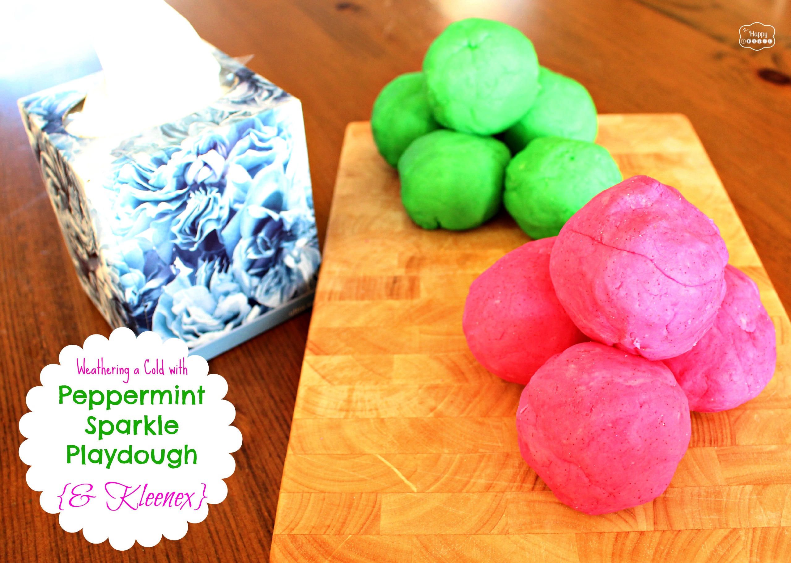 Peppermint Sparkle Playdough {and Kleenex} for Weathering a Sick Day