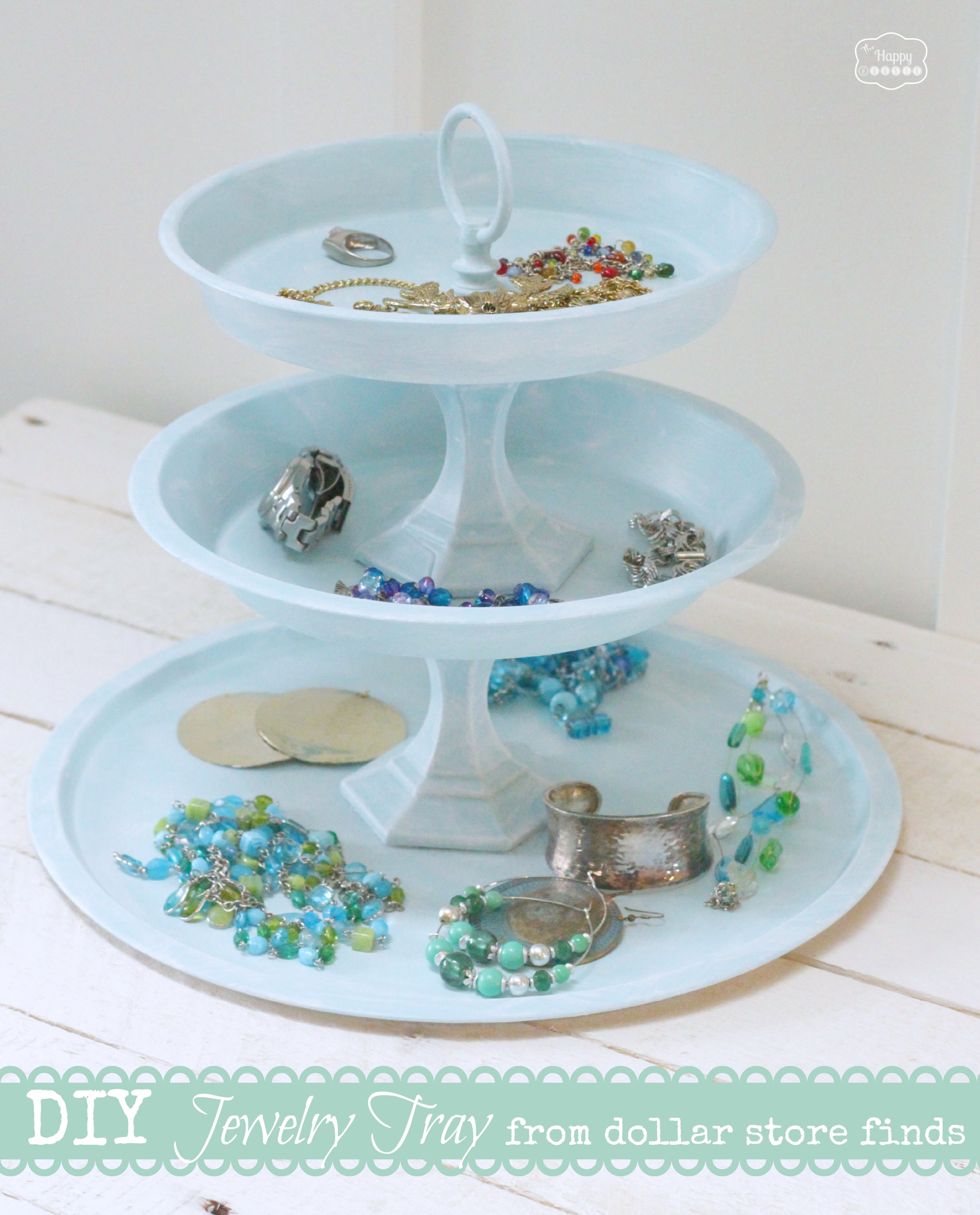 DIY Tiered Jewelry Tray from Dollar Store Finds