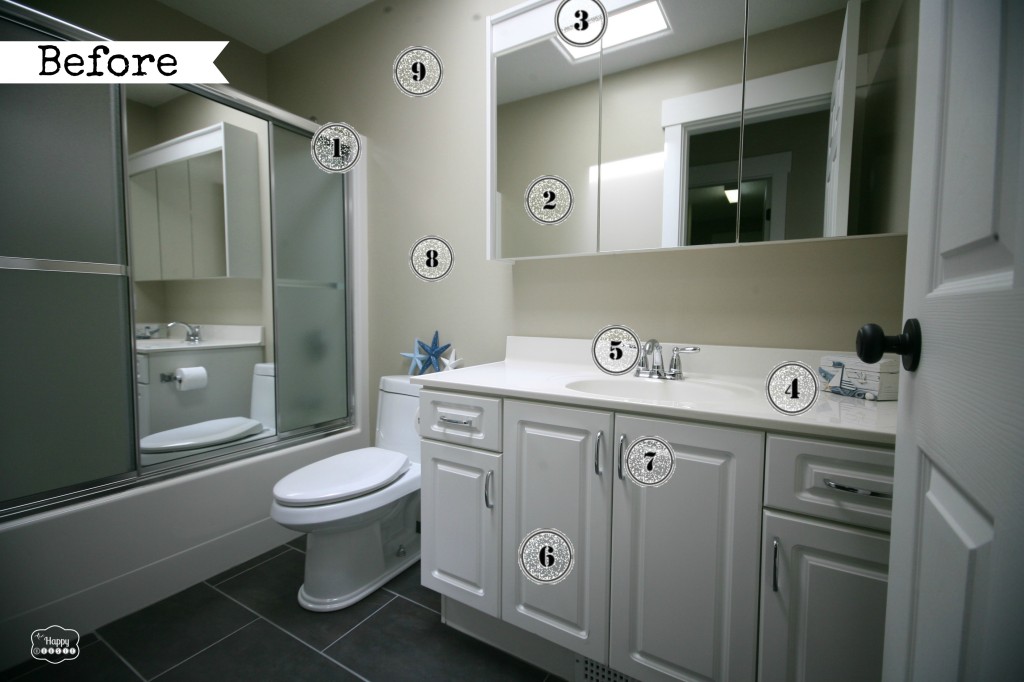 How to Update Your Bathroom on a Budget before numbered at The Happy Housie