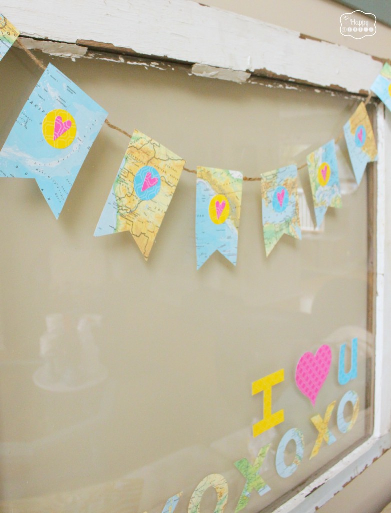 Easy Cheery Valentine's Map Bunting with lettering at The Happy Housie