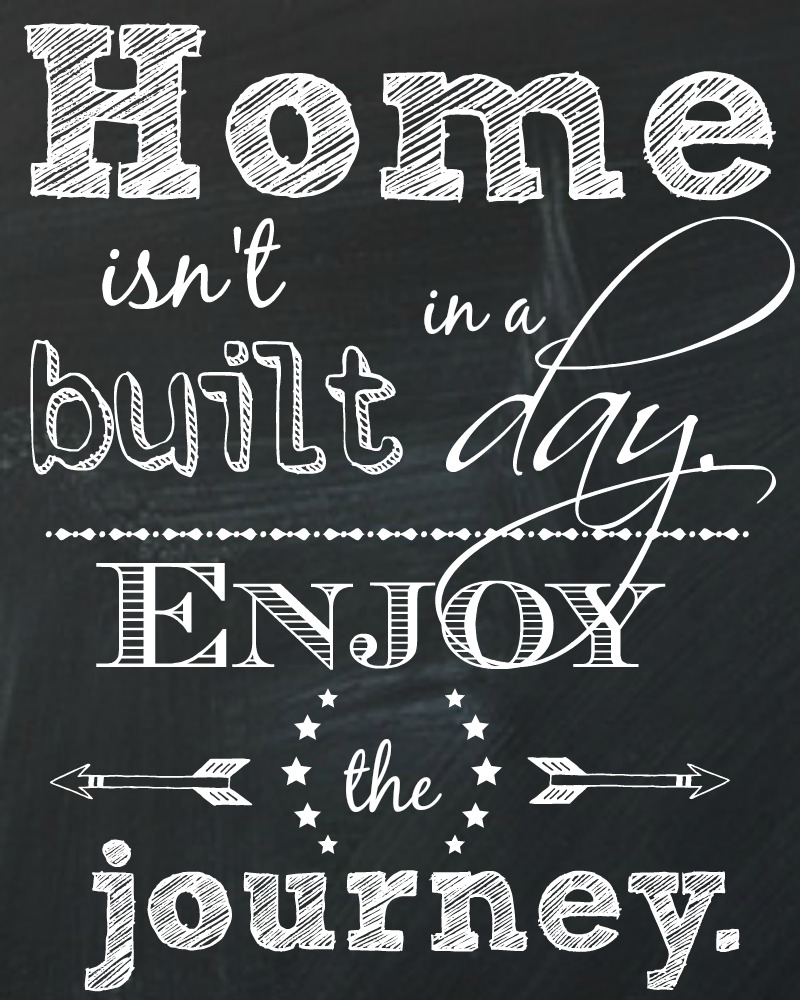 Home isn't built in a day Enjoy the journey chalkboard printable