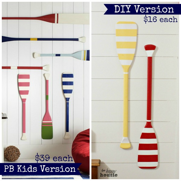 PB Kids DIY Knockoff Oar and Paddle Decor graphic.