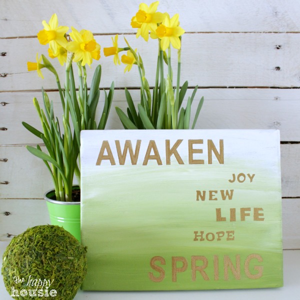 Gold and Green Ombre Spring Sign