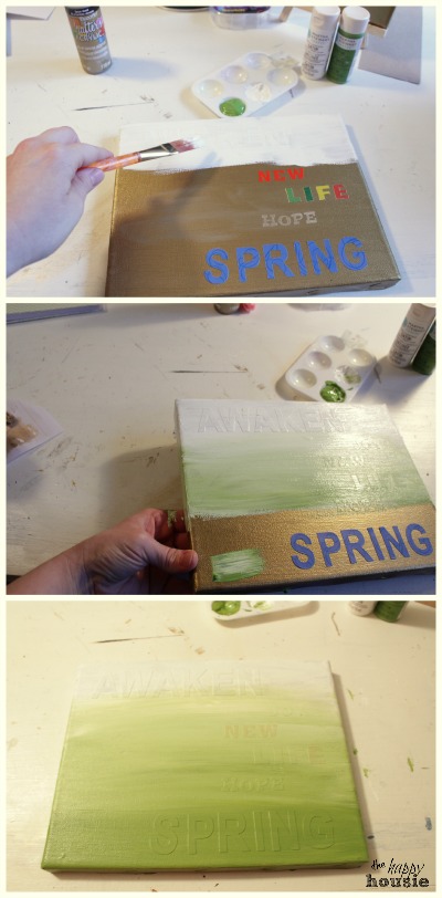 Painting the sign.