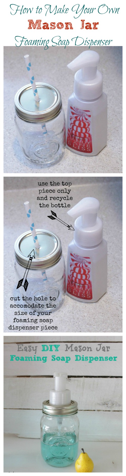 How to Make Your Own Mason Jar Foaming Soap Dispenser poster.