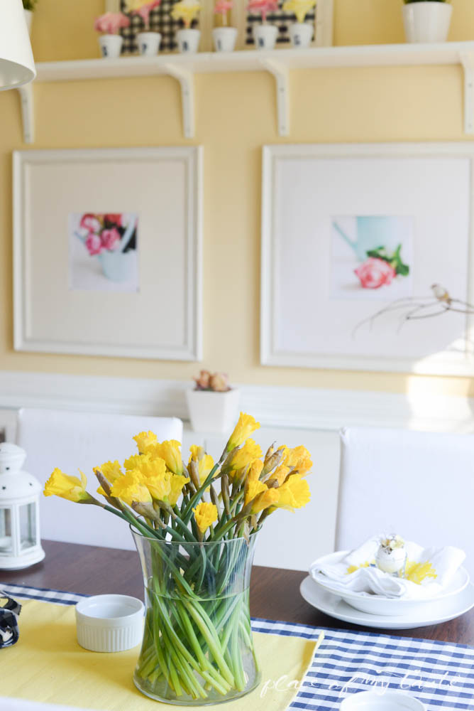 Place of My Taste Dining Room and yellow tulips on the table.