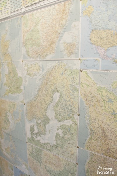 Up close picture of the maps on the wall.