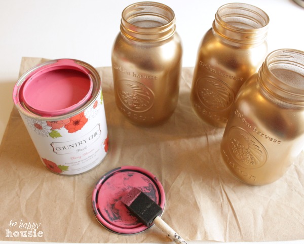 The jars spray painted gold.