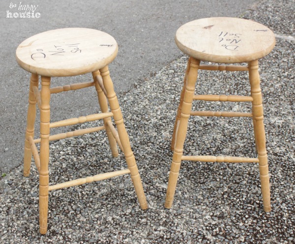 Two stools that say do not sell on them.
