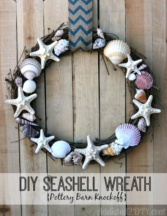 A DIY seashell wreath.