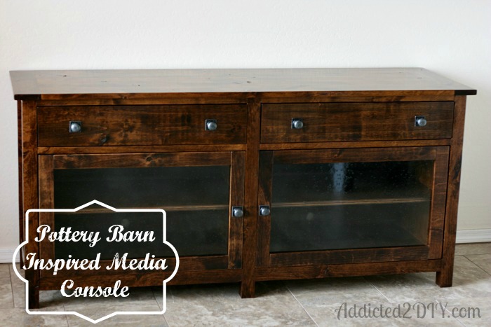 A Pottery Barn inspired media console.