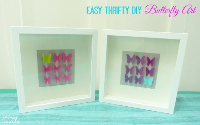 Easy Thrifty DIY Butterfly Art at The Happy Housie poster.