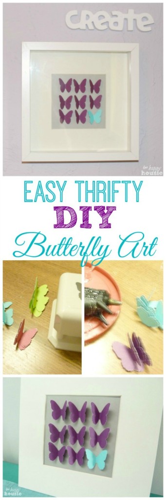 Easy Thrifty DIY Butterfly Art how to collage at The Happy Housie graphic.
