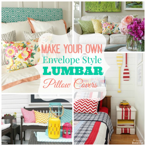 Make your own diy envelope style lumbar pillow covers by The Happy Housie graphic.