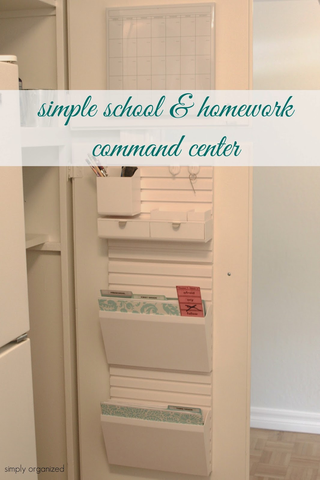 Simple school and homework command centre graphic.