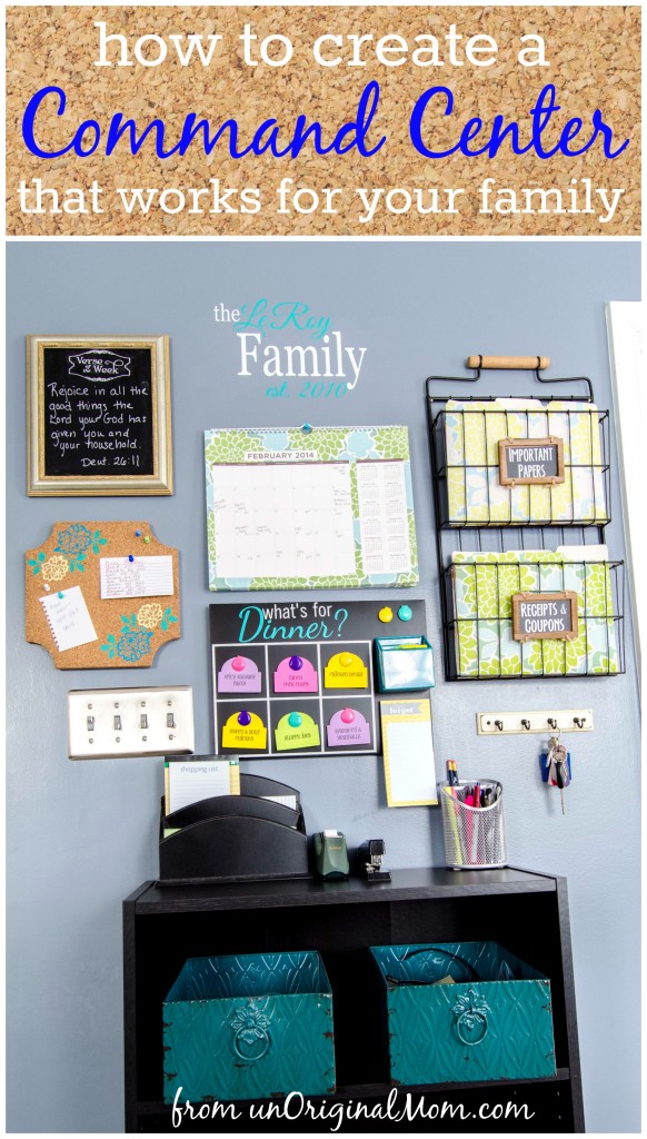 How to create a command centre that works for your family poster by unoriginal mom.com.