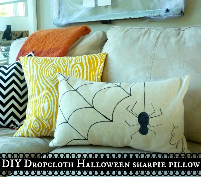 DIY Dropcloth Sharpie Pillow for Halloween