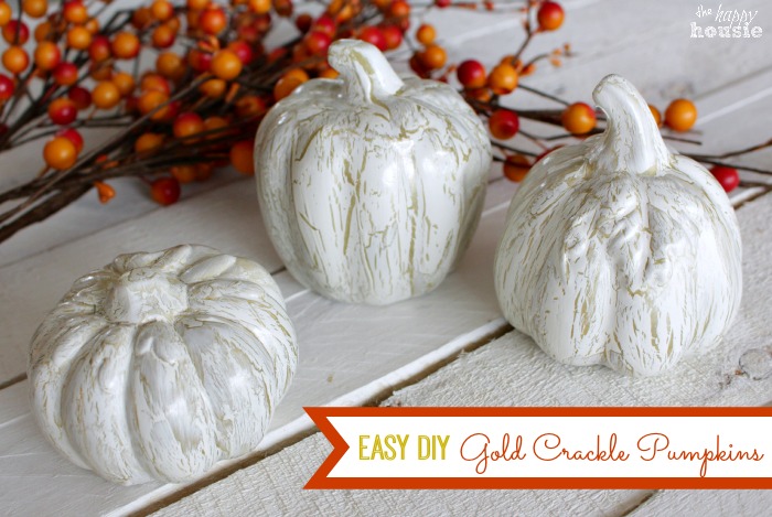 Easy DIY Gold Crackle Pumpkins {from Dollar Store Finds}