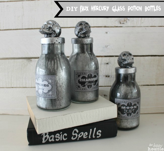 Easy Faux Mercury Glass DIY Potion Bottles