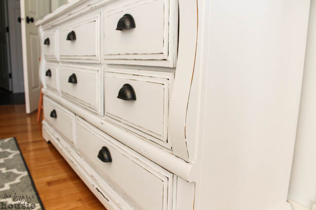 White Chalky Paint Dresser Makeover, How To Paint Over Brown Furniture White Distressed