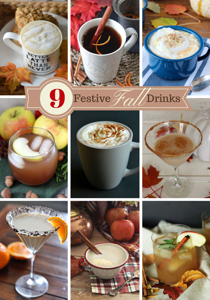 9 Festive Fall Drinks poster.