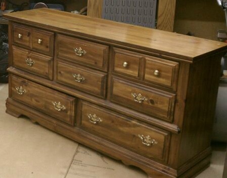 A old style brown dresser.