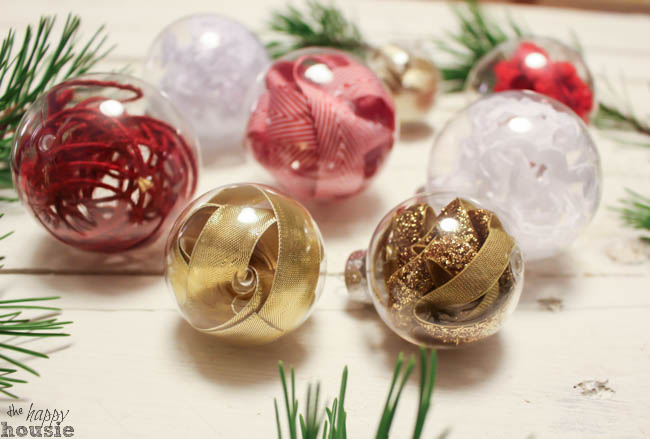 How to make these beautiful and simple One Minute DIY Ribbon Stuffed Christmas Ornaments at The Happy Housie-10