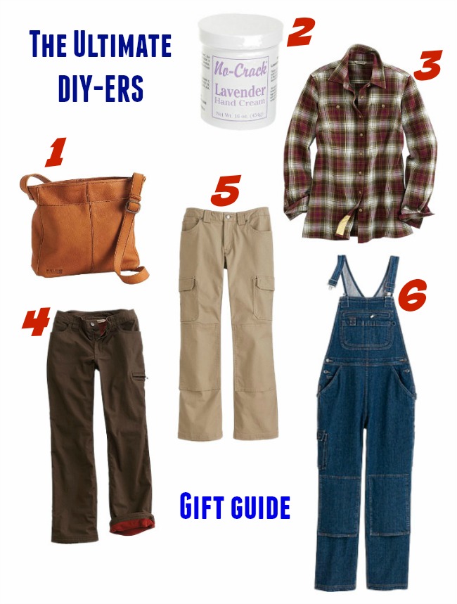 There is overalls, shirts and a bag for the female DIY-ers.