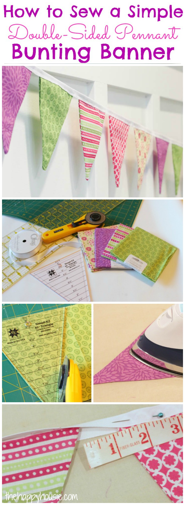 How to sew a simple bunting banner poster.