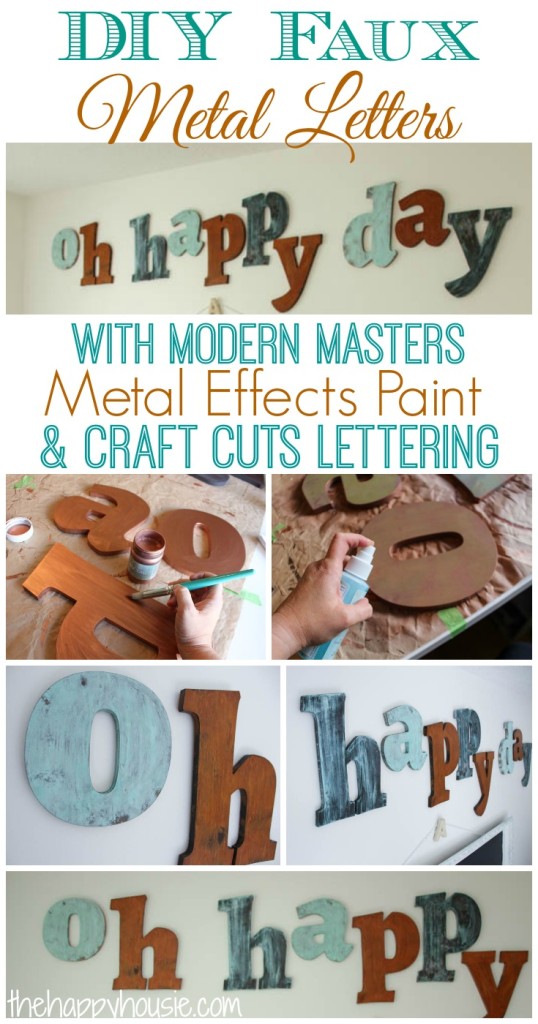 DIY Faux Metal Letters with Modern Masters Metal Effects Paint & Craft Cuts Lettering poster.