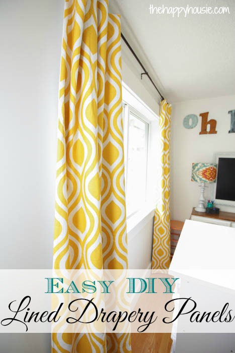 DIY Lined Drapes for Craft Room Makeover poster.